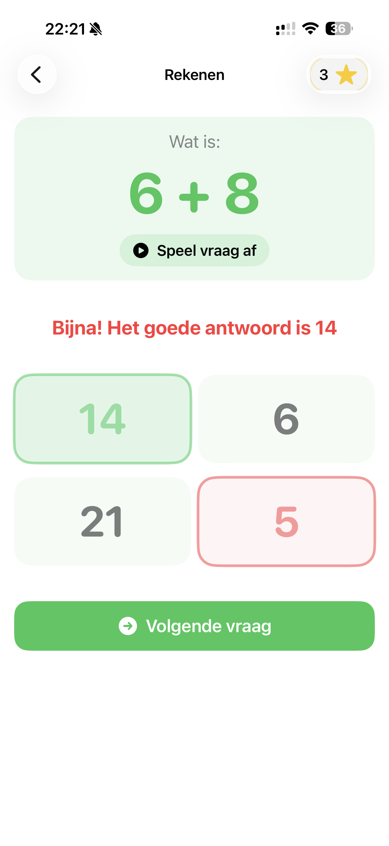 Rekenen module met feedback na antwoord